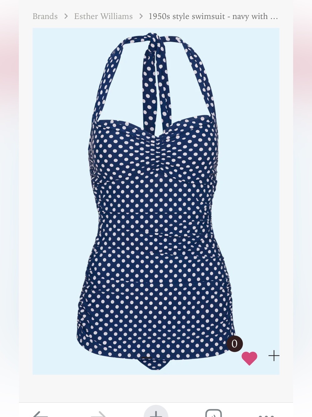 GirlHowdy Navy Polka Dot Halter Skirted Swimsuit Women’s 8 Vintage Inspired